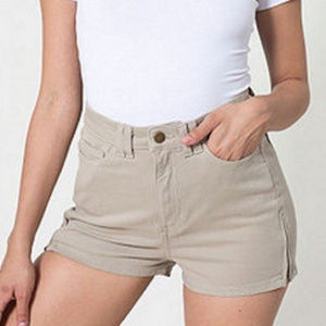 American Apparel Khaki High Waist Shorts